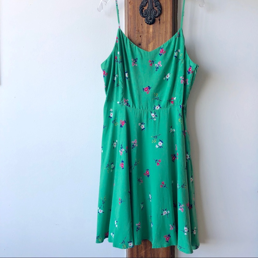 Old Navy Fit & Flare Green Floral Cami Dress- XL